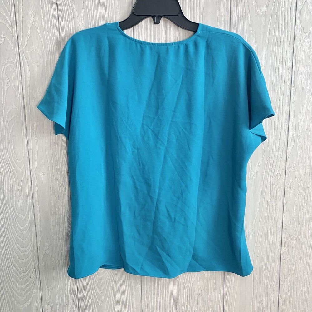Trina Turk Merriman Twist Teal V-Neck Short Sleeve Top XS/S NWT - Picture 5 of 7